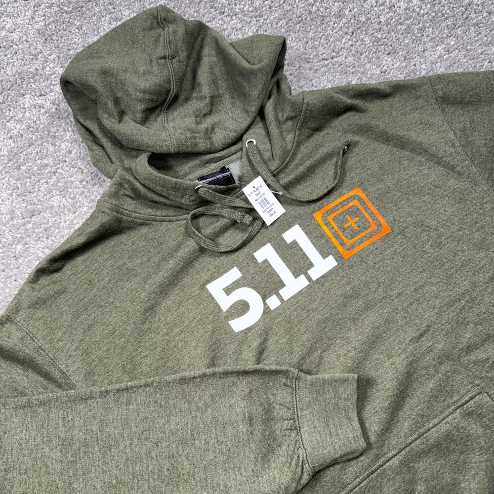 5.11 Tactical Fleece Hoodie Mens Logo Pullover Heather Green XL NEW
